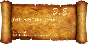 Dömölki Erik névjegykártya